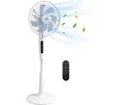 Homcom Ventilador de Pie con Mando a Distancia Oscilante 28 Velocidades 3 Modos Temporizador y Función Antimosquitos Blanco   Aosom España