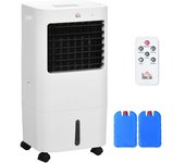Homcom Enfriador de Aire Portátil Silencioso Aire Acondicionado con Pantalla LED y Control Remoto 32x37x74 cm Blanco   Aosom España
