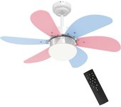 Homcom Ventilador de Techo con Luz 34W Ø82,5 cm Motor DC con 6 Aspas Reversibles Mando a Distancia y Temporizador Multicolor   Aosom España