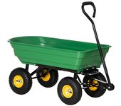 Outsunny Carro de Jardín Inclinable hasta 75° con Mango Ajustable y 4 Neumáticos Capacidad Max.75 L Acero 109x52x94 cm Verde   Aosom España