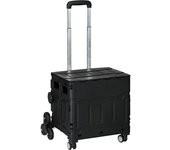 Homcom Carrito de Compra Einkaufstrolley, Sube Escaleras, plegable, Mango telescópico, soporta hasta 65 kilos, Negro