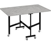 Homcom Mesa de comedor para 4-6 personas, mesa plegable con ruedas, estructura de acero, 52,5-120 x 80 x 73 cm, Gris