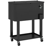 Outsunny Carro Nevera con Ruedas Abrebotellas y Estante 56L para Patio Fiesta Terraza 67x35x80 cm Negro   Aosom España