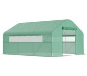 Outsunny Invernadero de Jardín Invernadero de Túnel con Cubierta de PE Anti-UV Puerta Enrollable con Cremallera 4x3x2 m Verde   Aosom España