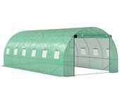 Outsunny Túnel de plástico de invernadero con marco de acero, invernadero de túnel transitable con puertas enrollables, Verde   Aosom España