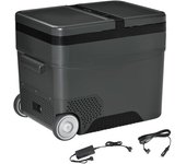 Outsunny Nevera y Congelador 45L Refrigerador de Coche con Pantalla LCD Táctil Asas de Transporte y Ruedas 63,2x42x50,8 cm Gris   Aosom España