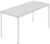 kaiserkraft Mesa rectangular, tubo cuadrado revestido, A x P 1400 x 700 mm, gris / gris
