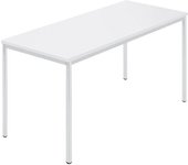 kaiserkraft Mesa rectangular, tubo cuadrado revestido, A x P 1400 x 700 mm, blanco / gris