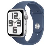 Apple Watch SE GPS 44mm Caja de Aluminio Plata con Correa Deportiva Azul Denim M/L