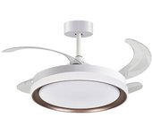 Bel Air Kigali Mini Ventilador de Techo con Luz y Mando a Distancia 48W 91cm 4 Aspas Retráctiles Blanco/Marrón
