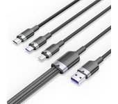 Cable VENTION CTRBG 3 en 1 USB 2.0/Lightning/Tipo-C/MicroUSB 1.5m Negro carga rápida