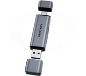 Lector de tarjetas Vention CLLH0 USB 3.0 Tipo-C Aluminio Dual SD/TF 512GB