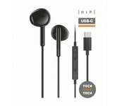Tech One Tech earTECH TEC1302 Auriculares Intrauditivos USB-C con Micrófono Negros