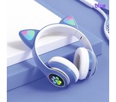 Auriculares Inalámbricos con Orejas de Gato, Luz LED, Micrófono Integrado, Diseño Cute, Perfectos para Juegos, Color Negro