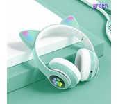 Auriculares Inalámbricos con Orejas de Gato, Luz LED, Micrófono Integrado, Diseño Cute, Perfectos para Juegos, Color Negro