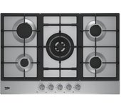 Placa Gas - Beko HIAW75225SL, 5 Zonas, 75 cm, Acero Inoxidable, Sin Marco