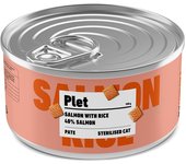 12x150Grs Latas Plet para Gatos esterilizados. Salmón con arroz.