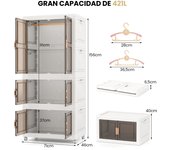 Costway 421 L Contenedores de Almacenamiento Plegables con Tapa Organizador de Armario de Plástico Portátil con 10 Perchas Ruedas Blanco