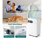 Costway Deshumidificador de Aire Portátil y Silencioso 15 L con Temporizador Modo de Sueño y Indicador LED 28 x 20,5 x 50 cm Blanco