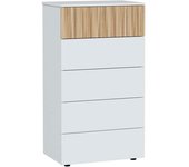 HOMN Cómoda 5 cajones color blanco artik y madera