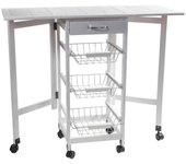 Wanderlust deco Carro de cocina de madera blanco 37/91x37x79