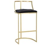 Mauro Ferretti Silla de bar de metal dorado y tela negra ø cm 45x90