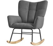 ML-Design Sillón balancín gris oscuro, cubierta de rizo