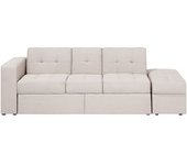 Beliani Sofá cama tela beige con almacenaje 3 plazas