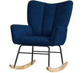ML-Design Sillón balancín azul oscuro, cubierta de rizo