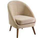 Unimasa Butaca  con brazos de chenilla y madera beige