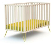 Jurababy Cuna madera blanco y amarillo 60 x 120 cm