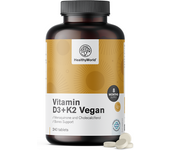 HealthyWorld® Vitaminas veganas D3+K2, 240 comprimidos