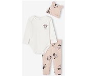Conjunto para bebé niña: body + pantalón + gorro Disney® Minnie rosa maquillaje