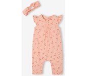 VERTBAUDET Conjunto de mono + cinta del pelo estampados para bebé niña rosa rosa pálido