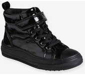 VERTBAUDET Zapatillas de caña alta con cordones y cremallera niña negro