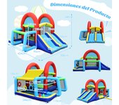 Costway Casa Inflable con Compresor 450 W para Niños Castillo Hinchable Doble Tobogán Área para Saltar Pared para Escalar Piscina 424 x 300 x 240 cm