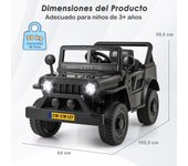 Costway Coche Eléctrico para Niños de 12V Vehículo con Control Remoto 3 Velocidades Luces LED Música Bocina y Cuento Juguete con Mango Negro