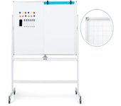 Costway Pizarra Móvil Magnética en Seco 120x90cm con Doble Cara Soporte Ruedas Giro de 360° Altura Ajustable 161-181cm para Escuela Oficina