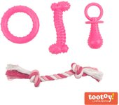 Tootoy! Chew Teething Set Rosa de mordedores para cachorros