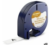 Cinta laminada para rotuladoras dymo 18769 12 mm x 2 m negro blanco textil (10 unidades)
