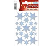 HERMA 3901 - Pegatinas de Navidad (19 pegatinas, holográficas), diseño de estrellas plateadas