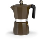 MONIX New Cream Cafetera Italiana de Aluminio, Capacidad 9 Tazas, Apta para Todo Tipo de cocinas incluida inducción