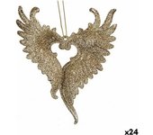Krist+ Adorno Navideño Alas de Ángel Champagne Plástico Purpurina 12 x 13 x 2,5 cm (24 Unidades)