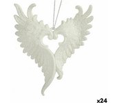 Krist+ Adorno Navideño Alas de Ángel Blanco Plástico Purpurina 12 x 13 x 2,5 cm (24 Unidades)