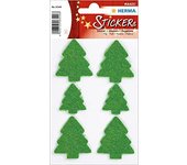 HERMA 6549 Pegatinas de Navidad, Árboles de Navidad (6 pegatinas, fieltro, mate) Autoadhesivas Decoración de Navidad, Etiquetas adhesivas permanentes para Navidad, Regalos, Manualidades, Calendario de