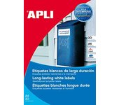 APLI 15092 - Etiquetas blancas resistentes intemperie Ø 30,0 mm 20 hojas