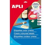 Apli etiquetas crema para láser y fotocopiadoras / 210x297 mm / cantos rectos - 20 hojas-