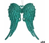 Krist+ Adorno Navideño Alas de Ángel Verde Plástico Purpurina 13 x 14,5 x 2,5 cm (24 Unidades)