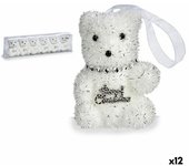 Krist+ Set Adornos de Navidad Oso Plateado Blanco 5,5 x 7 x 5,5 cm (12 Unidades)