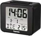 Hama Cube Radio Despertador Digital, Madera de ingeniería, Negro